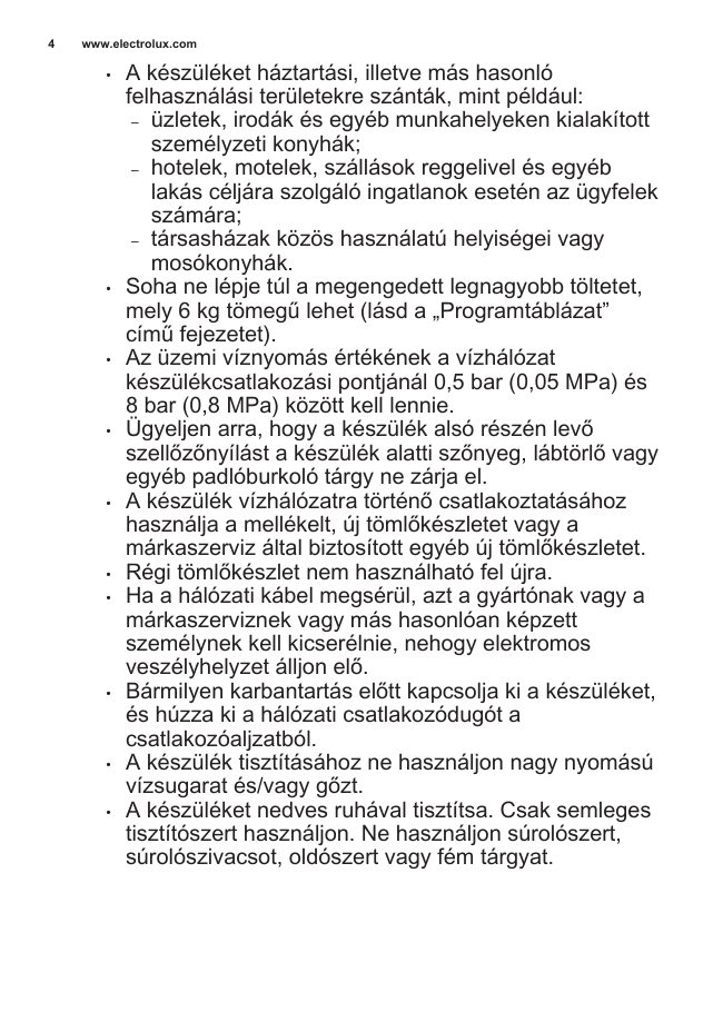A(z) Electrolux EW6T3262H eredeti dokumentumának 4. oldala