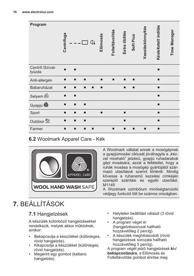 A(z) Electrolux EW6T3262H eredeti dokumentumának 16. oldala