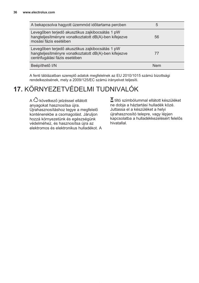 A(z) Electrolux EW6T3262H eredeti dokumentumának 36. oldala