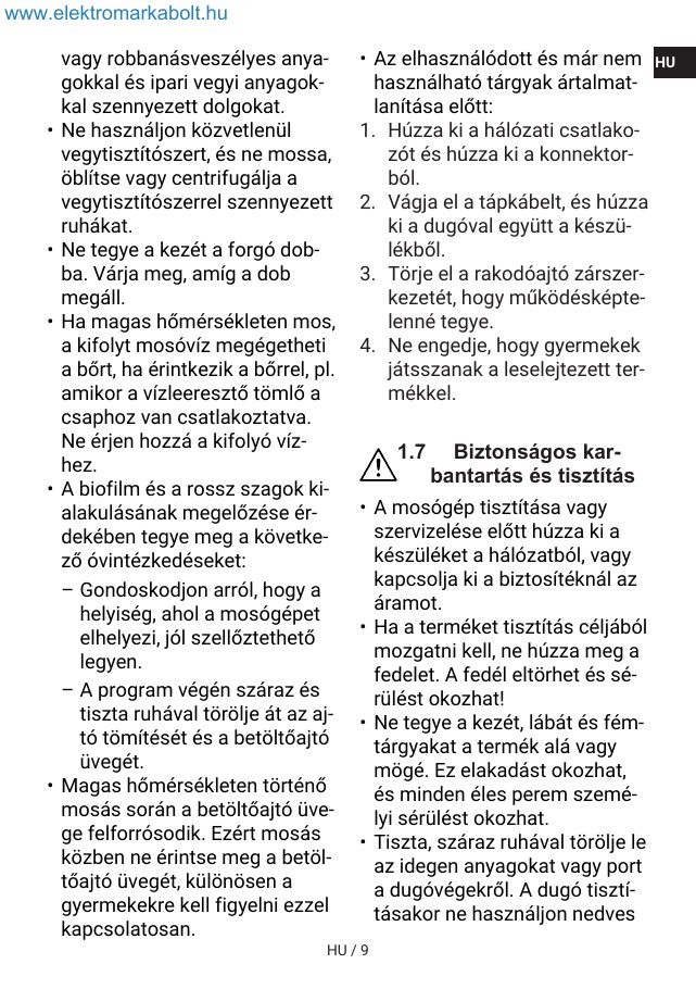 A(z) Indesit IM 762 MY TIME EE eredeti dokumentumának 9. oldala
