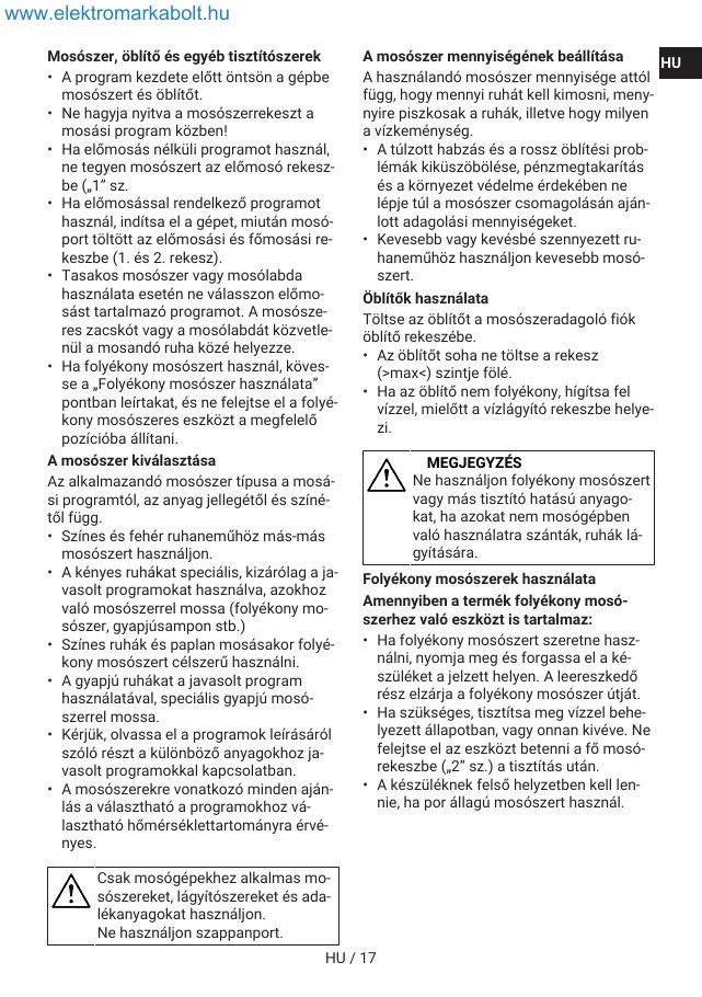 A(z) Indesit IM 762 MY TIME EE eredeti dokumentumának 17. oldala