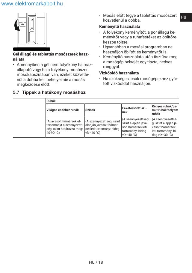 A(z) Indesit IM 762 MY TIME EE eredeti dokumentumának 18. oldala