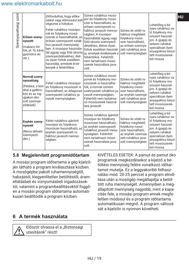 A(z) Indesit IM 762 MY TIME EE eredeti dokumentumának 19. oldala
