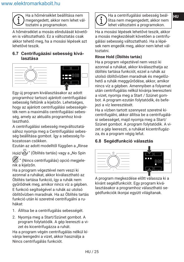 A(z) Indesit IM 762 MY TIME EE eredeti dokumentumának 25. oldala