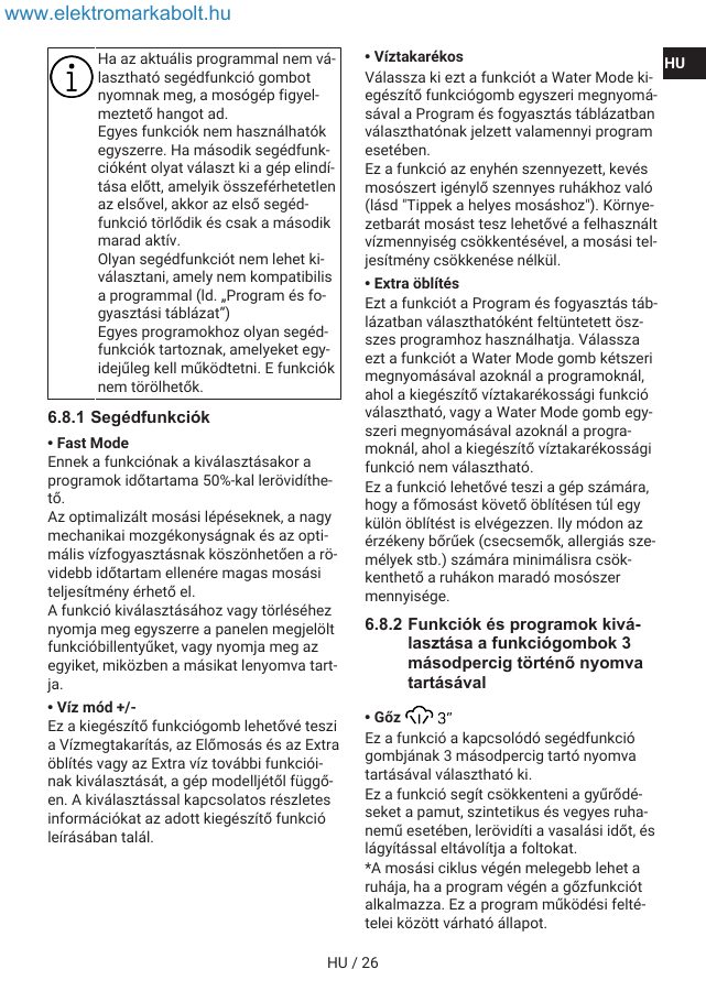 A(z) Indesit IM 762 MY TIME EE eredeti dokumentumának 26. oldala
