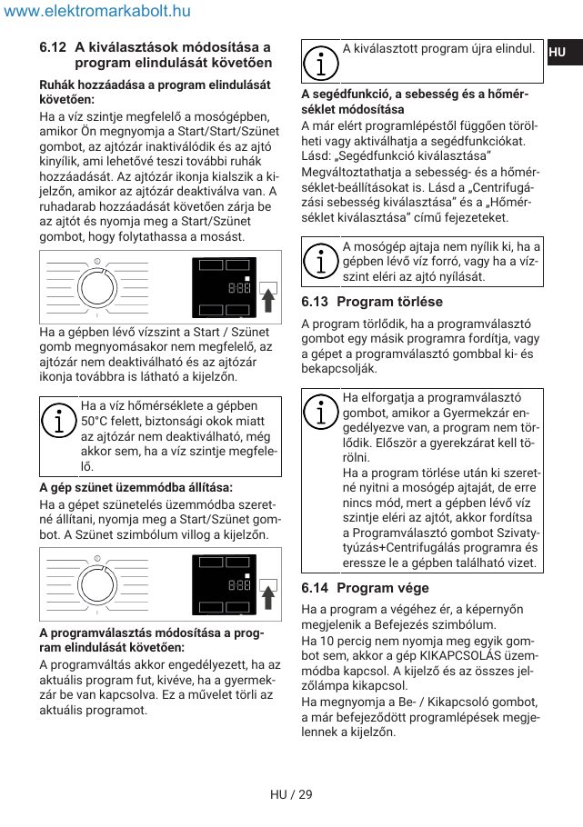 A(z) Indesit IM 762 MY TIME EE eredeti dokumentumának 29. oldala