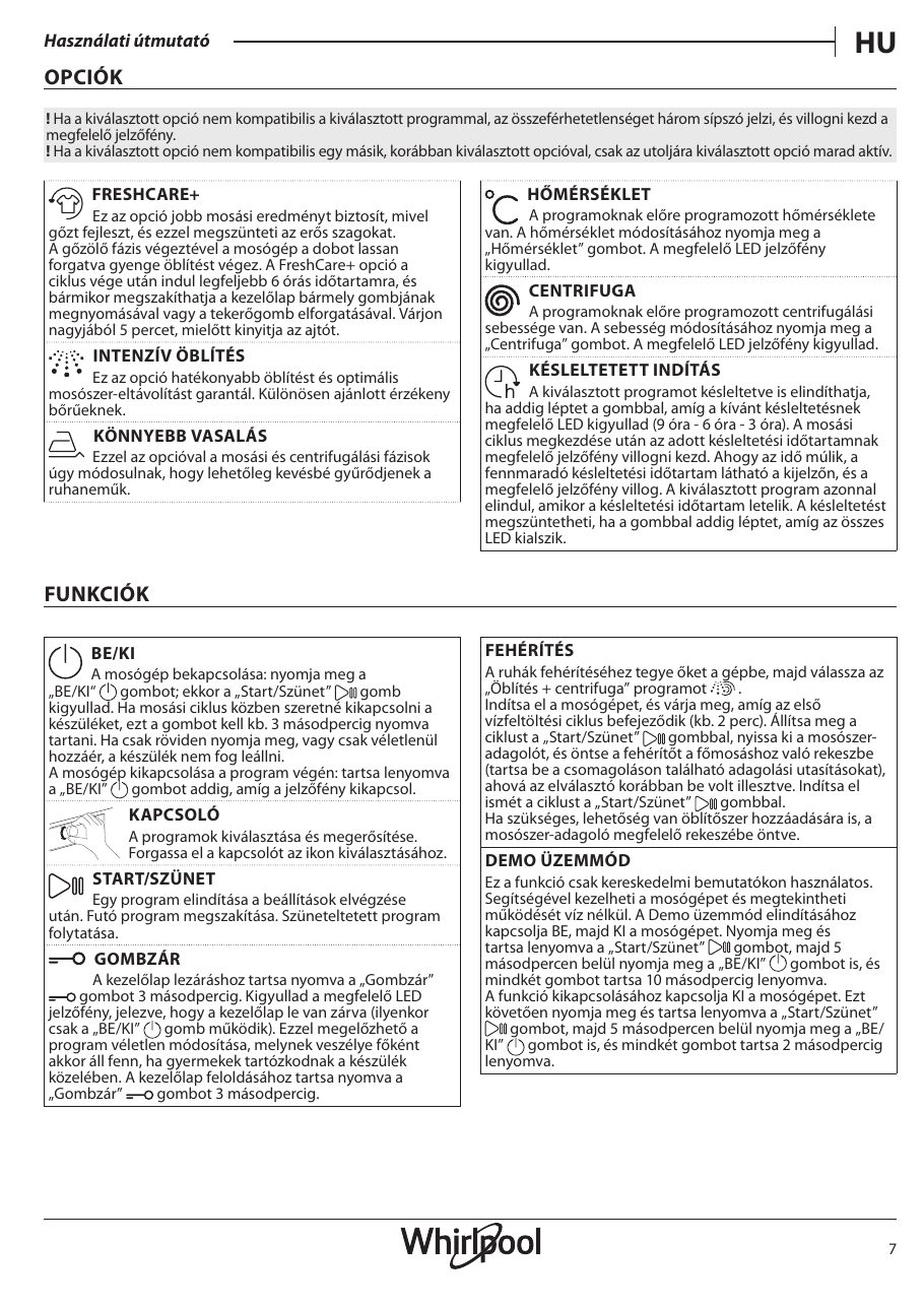 A(z) Whirlpool TDLRB 6240L EU/N eredeti dokumentumának 7. oldala